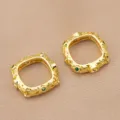 Gold plated square decorative connector charms with vintage engraved patterns for DIY arts - 11mm (Inner Diameter 6.5mm) / 18K Gold