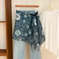 Bottoms / 140*41cm / Cyan Chrysanthemum