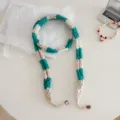 Taille unique / Bloc Vert et Blanc (Perle de Bois de Lin) / Bleu lac