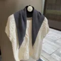 Korean style soft knit triangle scarf for women, versatile autumn mini neck warm shawl. - One Size / Dark Gray