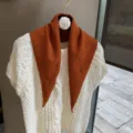 Korean style soft knit triangular scarf for women, cozy autumn versatile warm neck shawl. - One Size / Orange