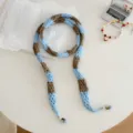 Taille unique / Bloc Bleu et Marron (Perle de Bois de Lin) / Bleu ciel