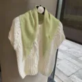 Korean soft knit triangular small scarf for women, cozy autumn versatile neck warmer shawl. - One Size / Fruit Green