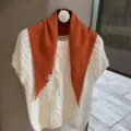 Korean style soft knit triangular scarf, autumn versatile chic shawl, cozy neck guard for women. - One Size / Orange Red