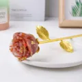 Red Agate Crystal Resin Rose Flower Artificial Craft Gift Variant Table Decor Item - Red Agate - Gold Base