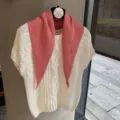 Pink knit triangular scarf stylish women fashion autumn versatile neck wrap shawl variant - One Size / Watermelon red