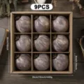 Set di palline di Natale in tessuto vintage 9 pezzi decorazione albero grigio antico - Confezione da 9 / Viola Pasta di Fagioli