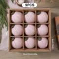 Pink fabric Christmas tree balls set of 9, rustic linen hanging baubles for holiday decor. - 8cm-9pcs / Pink