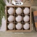 9pcs jute christmas tree hanging balls set rustic fabric ornament holiday party decor box - 8cm-9pcs / Light Coffee
