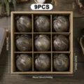Set 9 sfere di Natale in tessuto vintage bronzo antico grigio decorazione albero - Confezione da 9 / Bronzo Dorato