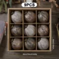 Set di 9 palline di Natale in tessuto stile vintage antico, elegante decorazione per albero - Confezione da 9 / Tema Tricolore
