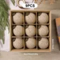 9pcs christmas tree hanging balls burlap fabric baubles rustic holiday party home decor - 8cm-9pcs / Brown