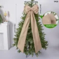 Large burlap Christmas tree bow double-layer festive holiday tree hanging decoration. - 8cm-9pcs / Brown Bow