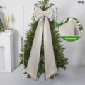 Large burlap Christmas tree bow decoration for holiday party and home decor - 8cm-9pcs / Light Coffee Bow