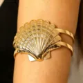 Gold seashell arm cuff for women, adjustable beach resort style metallic conch bracelet jewelry - Shell / KC Gold