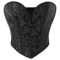 Black Vintage Jacquard Strapless Corset Bustier Top for Women Retro Gothic Shapewear - S / Tops / Black