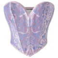 Vintage court jacquard strapless corset top for women, pink blue back lace up shaping bustier. - S / Tops / Purple