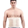 Men's breathable waist trainer belt abdomen binder for fitness workout shapewear beige - M / Apricot
