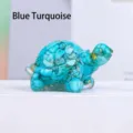 Natural turquoise stone turtle resin figurine, cute crystal craft for home and car decor. - Blue Turquoise