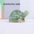 Natural crystal stone turtle figurine resin car home decor ornament lucky green animal sculpture - Aventurine Jade