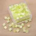 Light yellow glass bugle seed beads in clear box for handmade DIY bracelets and necklaces. - Cream Yellow Green