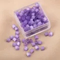Purple hexagonal glass tube beads, loose DIY craft beading materials in clear storage box. - Purple
