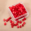 Red hexagonal glass tube beads loose DIY craft beads with clear storage box for handmade jewelry - Red