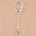 Silver metal keychain D-buckle keyring with chain and clasp for DIY charms and jewelry crafting - Lobster Clasp Style / 1pc/pack
