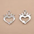 Legierung Strass Krone Herz Anhänger DIY Schmuck Zubehör für Armband Halskette Gestaltung - Weiß K Farbe