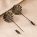 Antike bronzefarbene filigrane Blumen Stecknadeln, elegante Vintage DIY Schmuck Accessoires. - 1 Stück/Packung / Antike Bronze