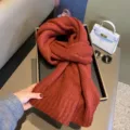 Bufanda de punto lisa de invierno cómoda para mujer, bufanda de cuello cálida y gruesa elegante. - Rojo Sólido