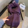 Bufanda de punto lisa para mujer, bufanda de invierno cálida de lana, accesorio elegante y cómodo - Púrpura Sólido