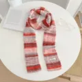 Retro college style color-block knitted scarf for women, warm autumn and winter wool blend accessory. - Cream Color Scarf - Red and Pink