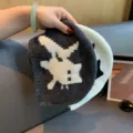 Women's 100% pure wool knitted beanie autumn winter cute pixel cat graphic warm pullover cap - 54-60cm / Dark Gray