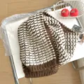 Bufanda de invierno de punto grueso con patron de corazones, cuello calido estilo coreano. - Café
