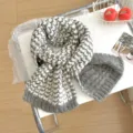 Gris blanco punto corazón invierno cálido bufanda grueso suave acogedor cuello moda - Gris