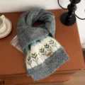 Cálida bufanda de punto de invierno con patrón nórdico gris elegante accesorio mujer - 160x22cm / Gris