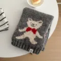 Lindo cuello tejido gris para mujer, bufanda de lana térmica de invierno de estilo coreano. - Gris