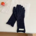 Winter dark blue speckled knit gloves warm long cuff gloves stylish knitwear for women - Gloves / Navy Blue