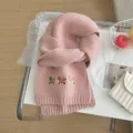 Bufanda de punto rosa con bonito bordado de caballito, cuello de invierno suave y cálido. - Aprox. 170x21cm / Rosa