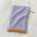 Bufanda tejida color block otoño invierno suave larga lana bufanda detalle estilo. - Violeta Claro