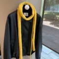 Long thin knitted wool scarf, solid color double string design, chic women neck warmer. - Yellow