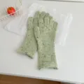 Green speckled knit gloves winter warm long gloves chic daily casual wear style cozy - Gloves / Bean Green