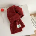 Red speckled knitted winter scarf for women, cozy and stylish daily neck warmer accessory. - Scarf / Red