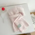 Pink speckled knit scarf for women, cozy winter thermal wool scarf with cute design. - Scarf / Pink
