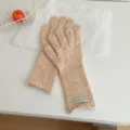 Beige speckled knit gloves for women, stylish winter warm knitted handwear accessory. - Gloves / Apricot