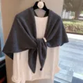 Chal de lana para mujer otoño invierno grueso cálido bufanda triangular gris claro - Gris oscuro