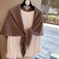 Australian 100% Pure Wool Women Shawl Knitted Scarf Set with White T-Shirt Autumn Winter - Coffee
