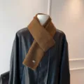 Bufanda de invierno marrón de punto grueso y cálido para mujer y hombre, calentador de cuello suave. - Café