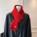 Acogedora bufanda de punto roja de invierno para mujer y hombre, calentador de cuello. - Rojo Brillante